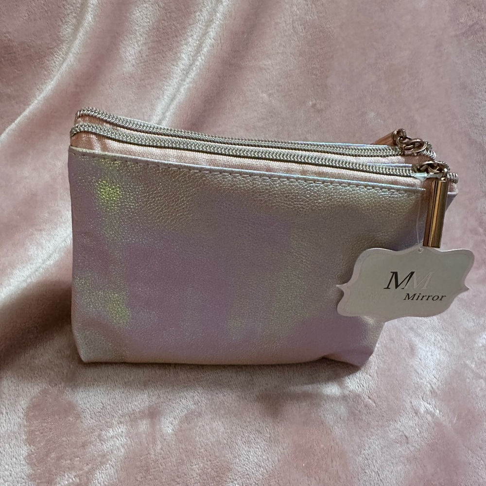 NEW TriCoastal Iridescent Pink Dual Pocket Zip Pouch